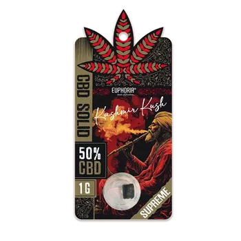 CBD CBD Solid Hash s 50 % CBD obsahuje přírodní terpeny a plné spektrum kanabinoidů, ideální pro aromaterapii. S vůní Kashmir Kush a prémiovým profilem terpenů, tento produkt nabízí zemitou, Kushově laděnou vůni s náznaky citrusů, vanilky, máty a kávy. Podpor
