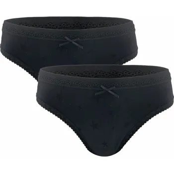 Kalhotky GREENICE Hvězdičková tanga GREE-9552 2 ks Barva: Černá, Velikost: 2XL/3XL