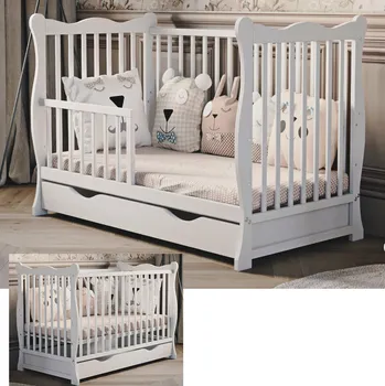 Dětská postýlka Julia 60×120 cm bílá s bočnicí a šuplíkem – elegantní dřevěná postýlka s úložným prostorem Druh matrace: pěnová matrace 60x120x6cm +599kč