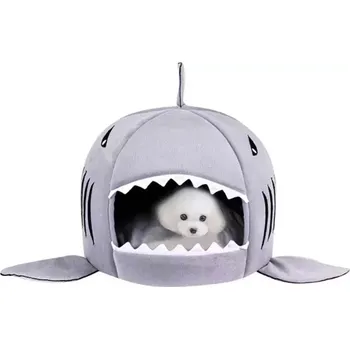 Pelíšek pro psa TopTechnology Hřejivý pelíšek pro psy a kočky - Shark House S (42x42x42 cm, šedý)