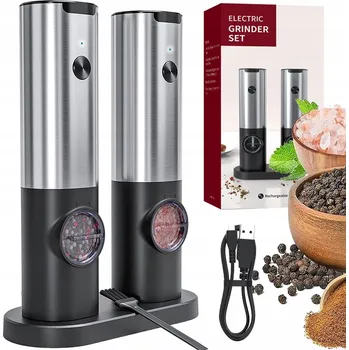Kuchyňský mlýnek ELEKTRICKÝ MLÝNEK NA SŮL, PEPŘ A KOŘENÍ S REGULACÍ, SADA 100ML 2 KS