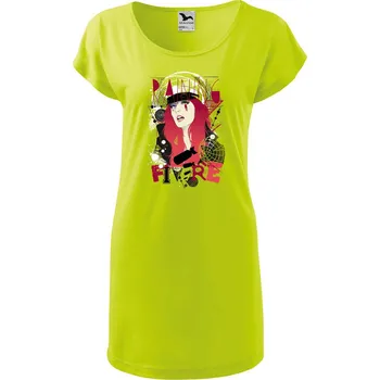 Dámské oblečení DOBRÝ TRIKO Dámské tričko/šaty Raining fire Velikost: XL, Barva: Limetková