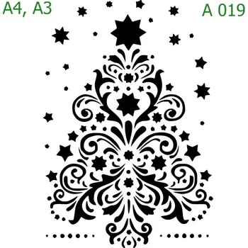 Plastová šablona pro malování - Vánoce - Vánoční stromeček (A019) - A5 , Lepící fólie