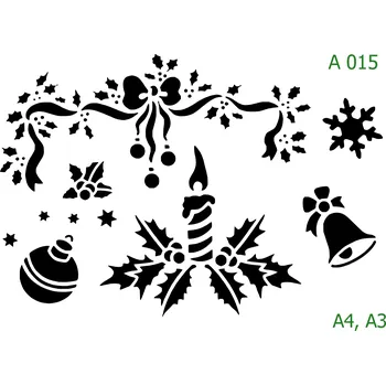 Plastová šablona pro malování - Vánoce - Věnec (A015) - A4 , Nelepící folie