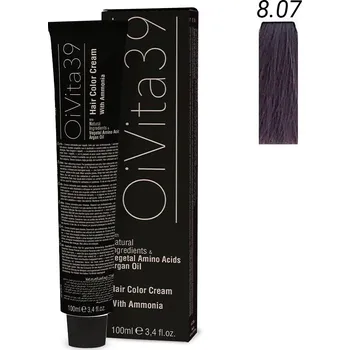 Barva na vlasy OiVita39 Hair Color Cream with Ammonia 8.07 - Profesionální krémová barva na vlasy s amoniakem 100 ml
