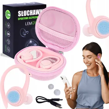 Sluchátka SPORTOVNÍ BEZDRÁTOVÁ BLUETOOTH SLUCHÁTKA DO UŠÍ S POWERBANKOU TWS LEMON růžová