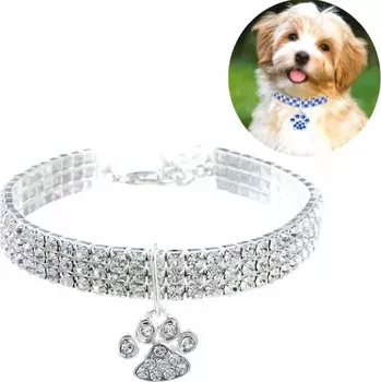 Obojek pro psa TopTechnology Obojek pro domácí zvířata Diamond Elastic, Velikost:M (Bílý)