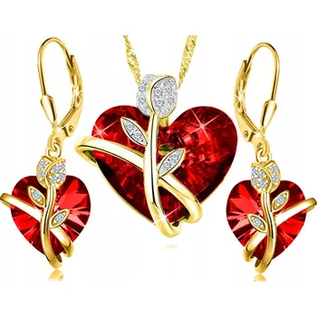 Souprava šperků SADA STŘÍBRNÝCH ŠPERKŮ SRDCE RŮŽE 925