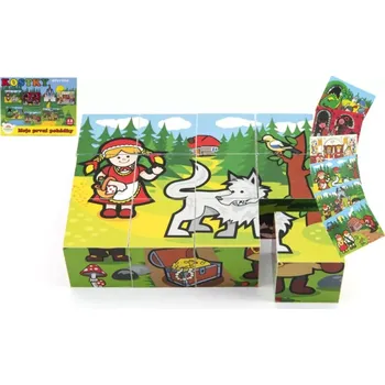 Dřevěná hračka Teddies Dřevěné obrázkové kostky 12 ks