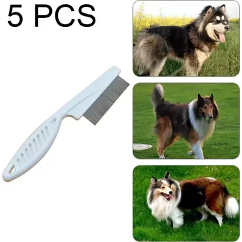 Kosmetika pro psa TopTechnology 5 PCS Hřebeny pro domácí mazlíčky z nerezové oceli pro kočky a psy, délka: 14cm (bílá)