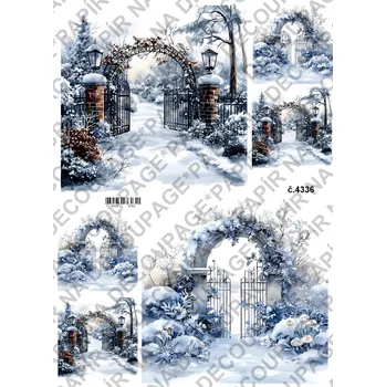 Umělecký papír Rýžový a soft papír na decoupage - Zimní krajina - KB4336 Materiál: Soft, Rozměr: A4