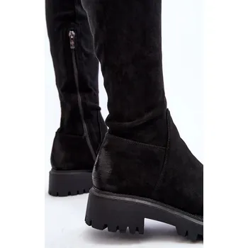 Dámské kozačky Dámské ploché boty nad kolena La.Fi Černá Velikost: 40