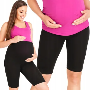 Dámské legíny Przyszła Mama těhotenské legíny 3/4 bavlna černé, velikost XL