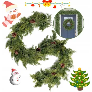 umělá květina VÁNOČNÍ GIRLANDA 180 CM UMĚLÁ JEDLE 7 ŠIŠEK PLASTOVÁ