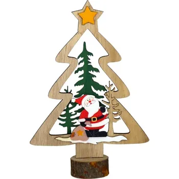 Obraz DREWNIANA OZDOBA ŚWIĄTECZNA CHOINKA MIKOŁAJ 20x14 CM DEKORACE NA VÁNOCE