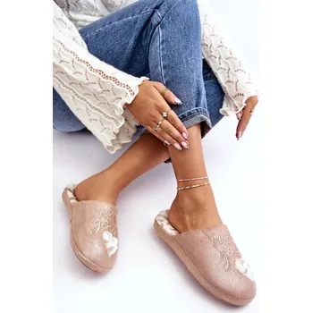 Dámské polobotky Růžové dámské lesklé pantofle Geraja Velikost: 38