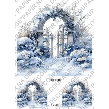 Umělecký papír Rýžový a soft papír na decoupage - Zimní krajina - KB4335 Materiál: Soft, Rozměr: A4