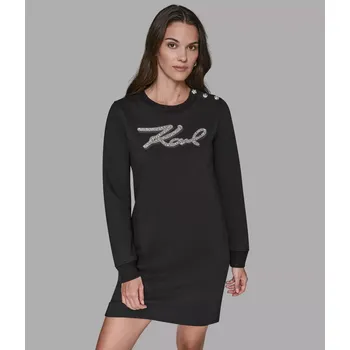 Dámské šaty KARL LAGERFELD mikinové dámské šaty LOGO XS