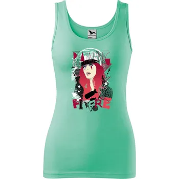 DOBRÝ TRIKO Dámské tílko s potiskem Raining fire Velikost: XL, Barva: Mátová