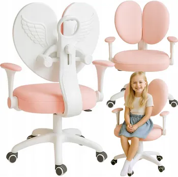 KANCELÁŘSKÁ ŽIDLE OTOČNÁ K PSACÍMU STOLU PRO DĚTI S KŘÍDLY RŮŽOVÁ HX26