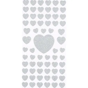 samolepka SAMOLEPKY DEKORATIVNÍ BROKÁTOVÉ SRDCE SRDÍČKA STŘÍBRNÉ