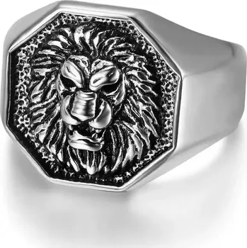 Prsten Ocelový prsten Lví hlava - Lví Strážce - Velikost prstenu 64 (US 11)