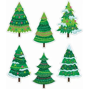 Vánoční dekorace Zimní okenní dekorace - Stromečky 01 6 Ks