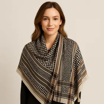 Šátek Dámský šátek 90 x 175 cm Střapce 23-11 - bíločerný