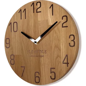 Hodiny Flexistyle Dřevěné nástěnné hodiny NATUR 30 cm Dubové