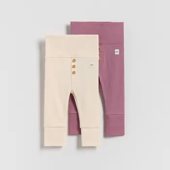 Dívčí kalhoty Reserved - Sada 2 legín s vysokým podílem bavlny - světle fialová - 965CJ-34X - 965CJ-34X-80