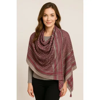 Šátek Dámský šátek 90 x 175 cm Střapce 23-11 - bordó