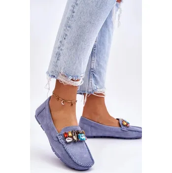 Dámské mokasíny Dámské semišové mokasíny s krystaly Modre Lucille 36