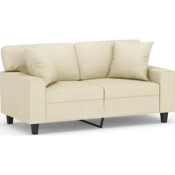 Pohovka Krémová dvoumístná pohovka s polštáři, 154x77x80 cm