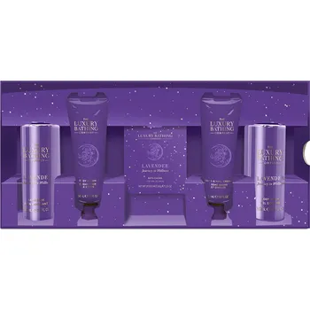 Kosmetická sada Grace Cole Lavender - sada s péčí o tělo a ruce, 5 ks relaxační sada koupelové, mycí a pečující kosmetiky s vůní levandule