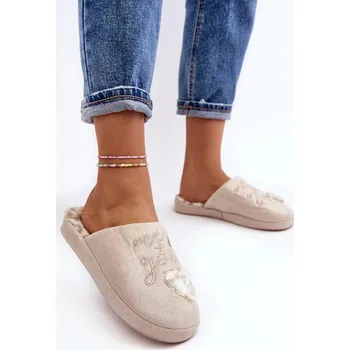 Dámské polobotky Béžové dámské lesklé pantofle Geraja Velikost: 36