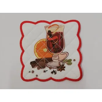 prostírání Vánoční textilní prostírání na stůl čtverec 15cm - vánoční motivy č.7