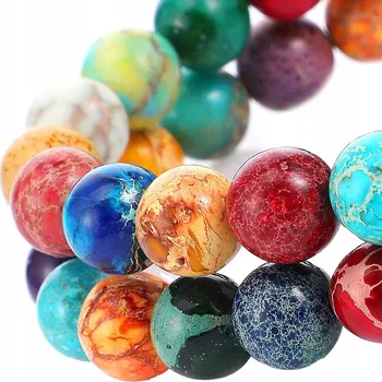 Dětské navlékací korálky Sada korálků přírodní jaspis mix barev hladká kulička DIY 8 mm 45 ks