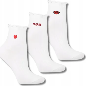 Dámské ponožky Dámské 3/4 PONOŽKY MORAJ bílé PONOŽKY s volánky a výšivkou, balení 3 kusů, 35-38