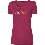 Progress Vinka Mountains vínový melír dámské triko krátký rukáv merino vlna - XL