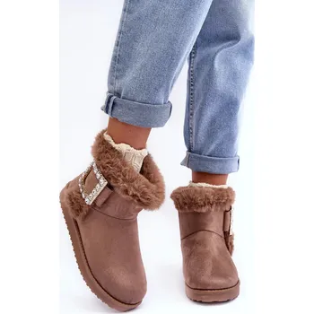 Dívčí sněhule Zateplené sněhule s přezkou, tmavě béžová Dulca 37