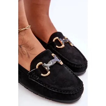 Dámské mokasíny Kožené Dámské Mokasíny S Ozdobou Černé Dionira 37