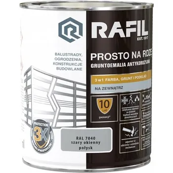 barva na kov RAFIL Gruntoemalie přímo na rez ŠEDÁ OKENNÍ RAL 7040 lesk 0,75L