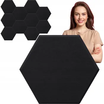 akustický panel Akustický 3D nástěnný panel samolepicí šestihran z plsti, černé čelo postele