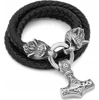 Náhrdelník NÁHRDELNÍK Stříbrný Pánský THOROVO KLADIVO Vlci MASIVNÍ 356