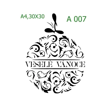 Plastová šablona pro malování - Vánoce - Baňka (A007) - A4 , Nelepící folie