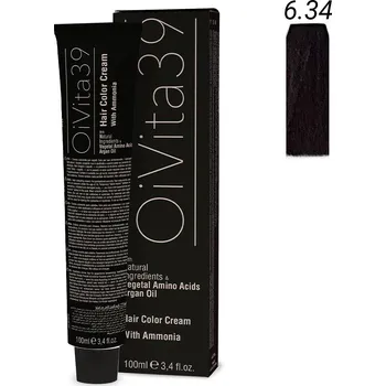 Barva na vlasy OiVita39 Hair Color Cream with Ammonia 6.34 - Profesionální krémová barva na vlasy s amoniakem 100 ml