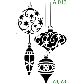 Plastová šablona pro malování - Vánoce - Baňky (A013) - A3 , Nelepící folie