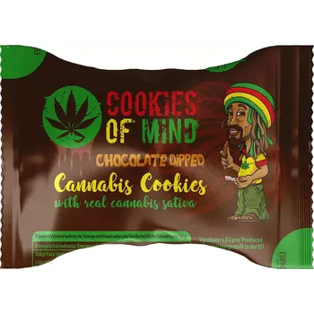 Konopné sušenky s bílkovinami a semínky Cannabis Sativa L. máčené v čokoládě od společnosti Euphoria.