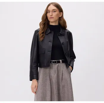 Reserved - Kožená bunda s límcem - černý - 275FT-99X - 275FT-99X-S