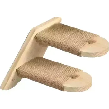 TopTechnology Dřevěné kočičí škrabadlo se sisalem - 2 úrovně na zeď